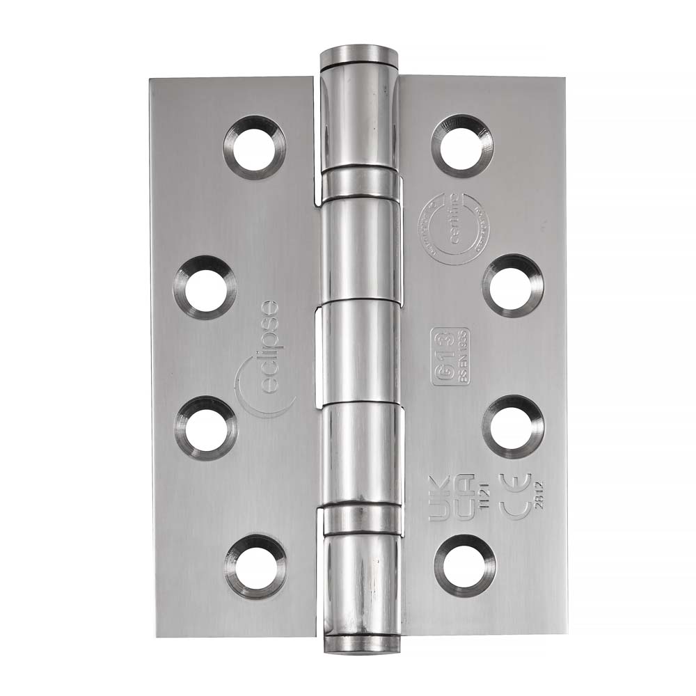Eclipse 4 Inch (102mm) Ball Bearing Hinge Grade 13 Square Ends - Polished Stainless Steel (Sold in Pairs)
